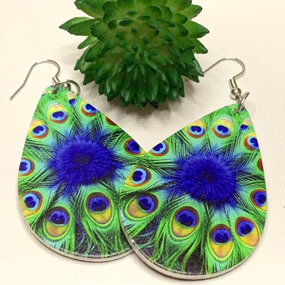 Peacock Earring, Peacock Jewelry, Bird Earring, Silly Earring, Novelty Earring